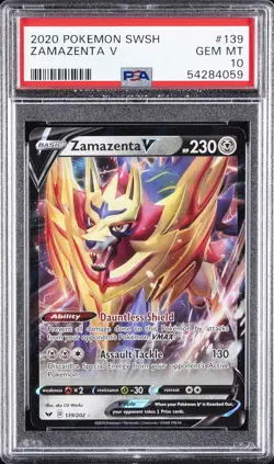 2020 POKEMON SWORD & SHIELD #139 ZAMAZENTA V PSA 10 - Image 1
