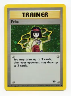 Pokemon TCG Erika Trainer Card 16/132 Holo Rare Gym Heroes NM - Image 1