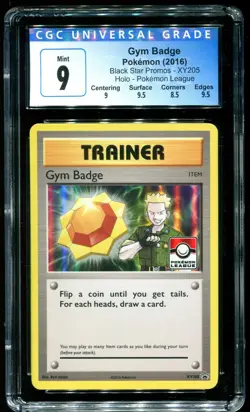 CGC 9 Gym Badge Lt. Surge Holo Promo Pokemon League 2016 Pokemon Card #XY205 - Image 1