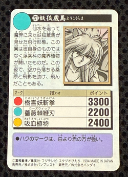 Yu Yu Hakusho Trading card No.221 Kurama 1994 Prism Holo Bandai TCG Japan - Image 2