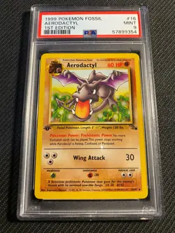 PSA 9 MINT Aerodactyl 16 Fossil 1st Edition Pokemon Card - Image 1