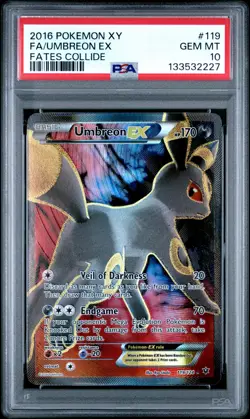 2016 POKEMON XY FATES COLLIDE #119 FULL ART/UMBREON EX PSA 10 - Image 1