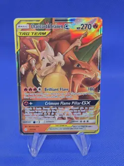 Pokemon Sun & Moon Cosmic Eclipse Charizard & Braixen GX Tag Team 22/236 NM/LP - Image 1