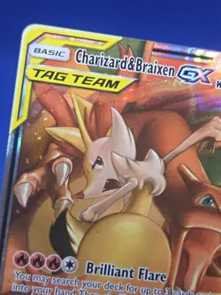 Pokemon Sun & Moon Cosmic Eclipse Charizard & Braixen GX Tag Team 22/236 NM/LP - Image 3