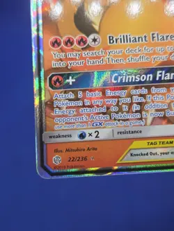 Pokemon Sun & Moon Cosmic Eclipse Charizard & Braixen GX Tag Team 22/236 NM/LP - Image 5