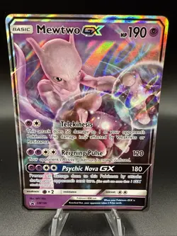 Pokemon TCG Mewtwo GX SM196 Black Star Promo, NM - Image 1