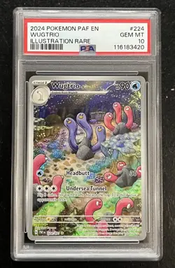 2024 POKEMON PALDEAN FATES PAF EN #224/091 WUGTRIO ILLUSTRATION RARE PSA 10 - Image 1