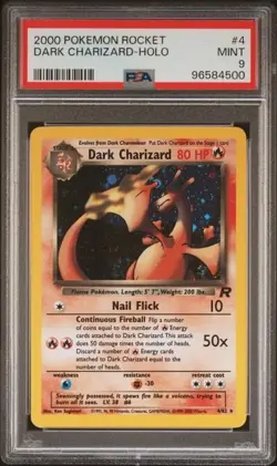 DARK CHARIZARD 2000 POKEMON TEAM ROCKET HOLO RARE 4/82 GRADED PSA 9 MINT - Image 1