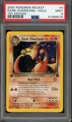Pokemon 1st Edition Team Rocket Dark Charizard HOLO PSA 9 MINT 4/82 - Image 1
