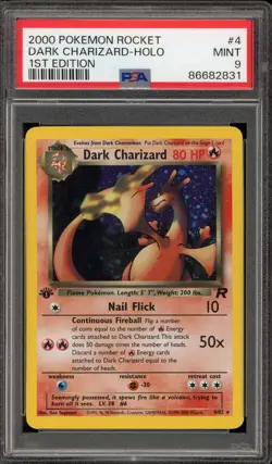 Pokemon Dark Charizard Team Rocket 1st Edition Holo Rare #4 PSA 9 Mint - Image 1