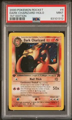 Dark Charizard Holo 1st Edition 4/82 Team Rocket PSA 9 MINT Graded Pokemon - Image 1