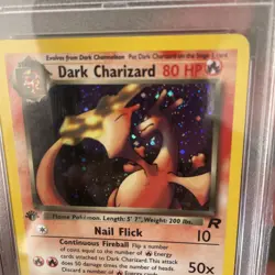 2000 Pokemon Team Rocket 1st Edition #4 Dark Charizard HOLO PSA 9 MINT - Image 3