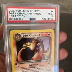 2000 Pokemon Team Rocket 1st Edition #4 Dark Charizard HOLO PSA 9 MINT - Image 5
