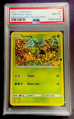 2021 Pokemon McDonald's Collection #4 TURTWIG HOLO PSA 8 NM-MT - Image 1