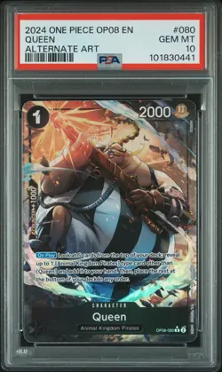 One Piece Card Queen Alt Art OP08-080 Two Legends PSA 10 - Image 1