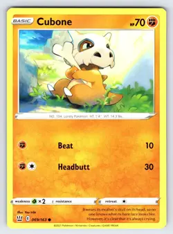 Cubone 069/163 2021 Battle Styles Pokemon Card TCG Nintendo Non Holo Common - Nm - Image 1