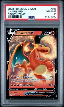 Pokemon TCG Crown Zenith 2023 Charizard V Holo Card PSA 10 Mint #018/159 - Image 1