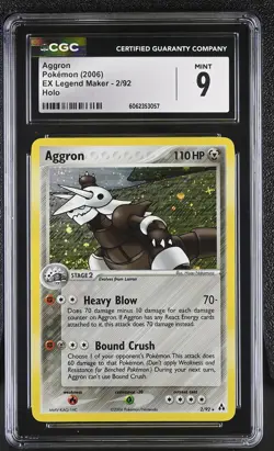 CGC 9 MINT Aggron 2006 EX Legend Maker 2/92 Holo Pokemon Card - Image 1