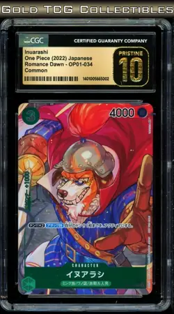 CGC 10 PRISTINE ⭐ One Piece Inuarashi OP01-034 Romance Dawn Box Topper Japanese - Image 1