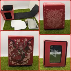 Deck Box Yugioh Slifer Sky Dragon God Card Felt Faux Leather Red 100+ Display - Image 1