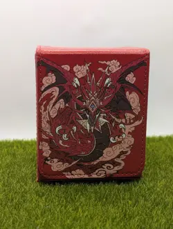 Deck Box Yugioh Slifer Sky Dragon God Card Felt Faux Leather Red 100+ Display - Image 2