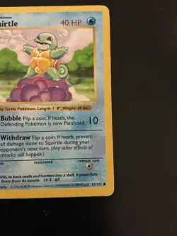 Vintage Squirtle Base Set Shadowless #63/102 Pokemon Card - Image 3