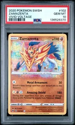 2020 POKEMON VIVID VOLTAGE AMAZING RARE ZAMAZENTA 102/185 PSA 10 - Image 1