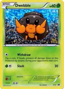 1x Dwebble - 3/12 - McDonald's Promo 2012 Lightly Played Pokemon McDonald's Prom - Image 1