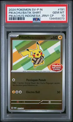 Pikachu In Batik Shirt 191 Pikachu's Indonesia Journey Campaign Pokemon PSA 10 - Image 1
