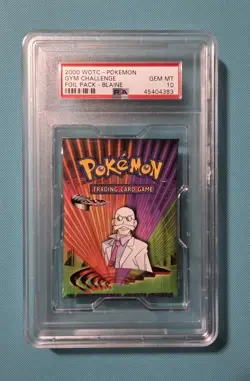 POKEMON Gym Challenge Unlimited Booster Pack Blaine Artwork PSA GEM MINT 10 - Image 1