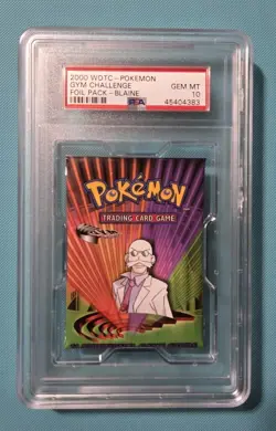 POKEMON Gym Challenge Unlimited Booster Pack Blaine Artwork PSA GEM MINT 10 - Image 2