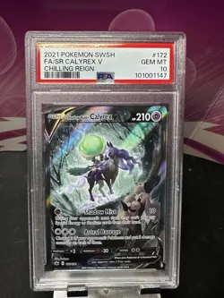 2021 Pokemon SWSH Shadow Rider Full Art Calyrex V #172/198 Chilling Reign PSA 10 - Image 1