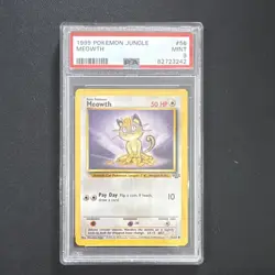 Pokemon TCG Meowth 56/64 Common Regular Unlimited Jungle 1999 PSA 9 English - Image 1