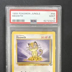 Pokemon TCG Meowth 56/64 Common Regular Unlimited Jungle 1999 PSA 9 English - Image 3