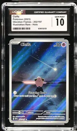 Pokemon Cleffa Obsidian Flames Illustration Rare #202 Holo CGC 10 GEM MINT T1 - Image 1