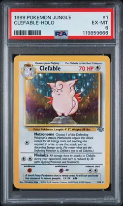 1999 Pokemon Jungle #1 Clefable Holo, Mr. Mime Holo, & Kangaskhan Holo PSA 6 - Image 1