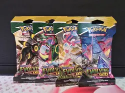 Pokemon Evolving Skies Sleeved Booster Pack Complete Art Set Of 4 Packs. - Image 1