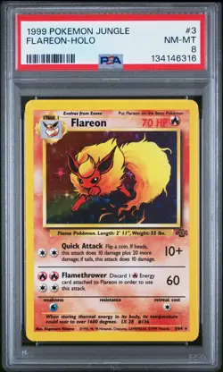 1999 POKEMON JUNGLE #3 FLAREON-HOLO PSA 8 - Image 1