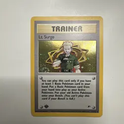 Lt. Surge TRAINER- 17/132 - Holo Rare - 1st Edition Gym Heroes Pokemon Near Mint - Image 1