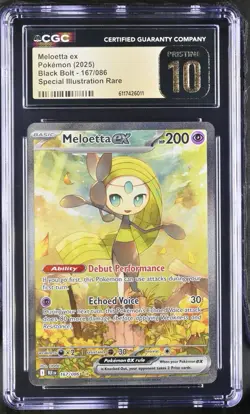 POKEMON BLACK BOLT MELOETTA EX 167/086 SPECIAL ILLUSTRATION RARE CGC PRISTINE 10 - Image 1