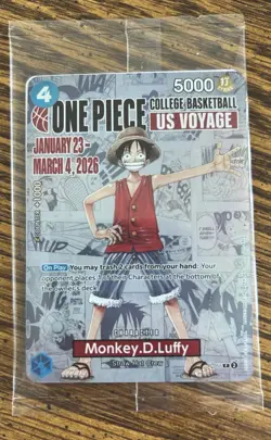 One Piece Monkey D Luffy College Basketball Promo Card Sealed - Rutgers - Image 1