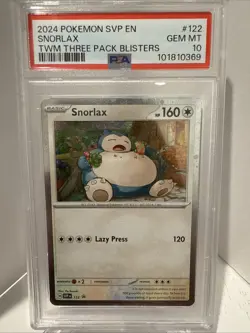 Snorlax 122 Sv: Scarlet & Violet Promo Card Holo Twilight Masque 3 Pack PSA 10 - Image 1
