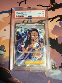 Pokemon TCG Vivid Voltage Nessa Full Art Ultra Rare Card 183/185 PSA 10 Gem Mint - Image 1