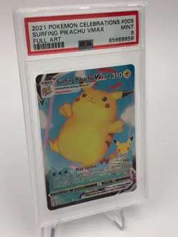 2021 POKEMON CELEBRATIONS Card SURFING PIKACHU VMAX #009 FULL ART PSA MINT 9 - Image 5