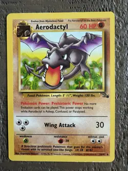 Pokemon TCG Aerodactyl Fossil Card 16/62 Unlimited Rare HP - Image 1