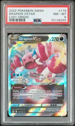2022 POKEMON SWORD & SHIELD LOST ORIGIN #119 DRAPION VSTAR LOST ORIGIN PSA 8 - Image 1