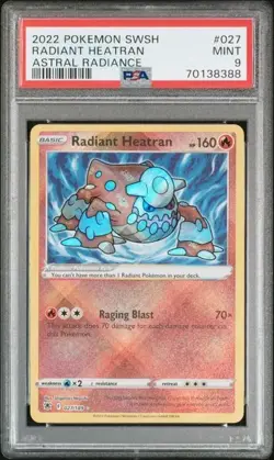 2022 POKEMON SWORD & SHIELD ASTRAL RADIANCE #027 RADIANT HEATRAN PSA 9 - Image 1