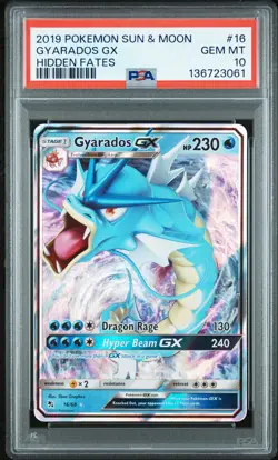 2019 POKEMON SUN & MOON HIDDEN FATES #16 GYARADOS GX PSA 10 - Image 1