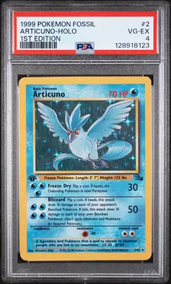 1999 POKEMON FOSSIL 1ST ED #2 ARTICUNO-HOLO PSA 4 - Image 1