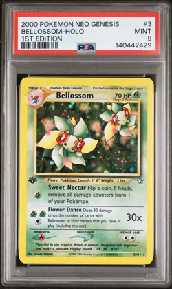 2000 POKEMON NEO GENESIS 1ST ED #3 BELLOSSOM-HOLO PSA 9 - Image 1